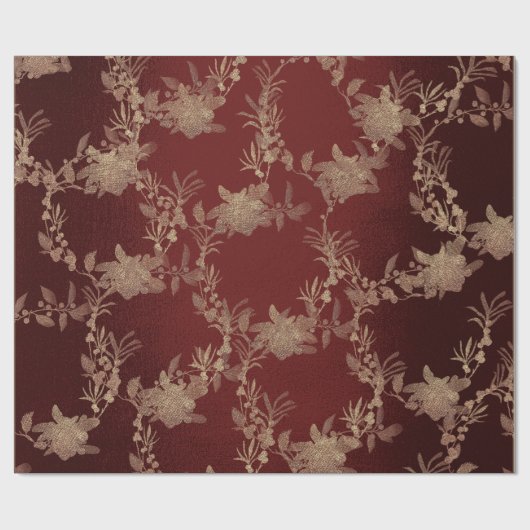 ブルガンディマルーンフォキエ金ゴールドリース王室の赤面 ラッピングペーパー (フラット)