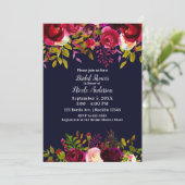 ブルガンディマルーンブルー秋フローラブライダルシャワー 招待状 (スタンド正面)