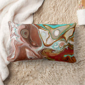 ブルガンディマルーンレッドブルーターコイズ流体抽象芸術 ランバークッション (ブランケット)