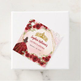 ブルガンディマルーン金ゴールドグリッターフローラプリンセスティアラ フェイバータグ