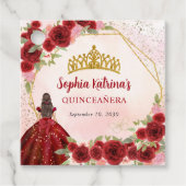 ブルガンディマルーン金ゴールドグリッターフローラプリンセスティアラ フェイバータグ (正面)