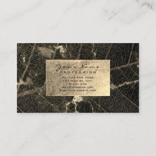 ブルガンディマルーン金ゴールドセピアマーブルフォイルボタニカル 名刺 (裏面)