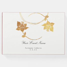 ブルガンディマルーン金ゴールド結婚フローラズホワイト ゲストブック