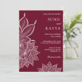 ブルガンディメフェンディヘナインディアン結婚式招待状 招待状 (スタンド正面)