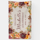 ブルガンディラストオレンジフローラ50th誕生日へようこそ 横断幕 (縦)