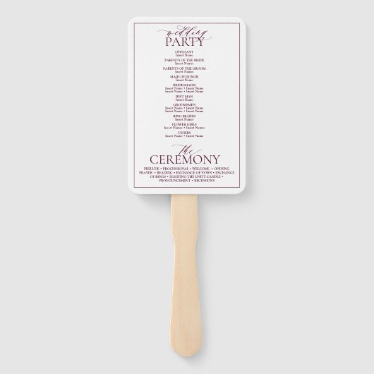 ブルガンディリーピークレストモノグラム結婚式 プログラム ハンドファン (裏面)