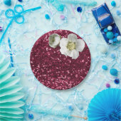 ブルガンディルビーフローラホワイトジャスミングリッター ペーパープレート (パーティー)