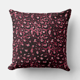 ブルガンディレオパープリントグリッター クッション