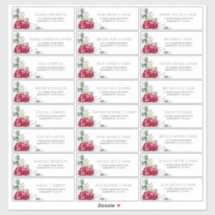 ブルガンディレッドと赤面ゲストネームズ住所 シール