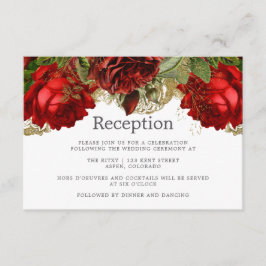 ブルガンディレッドと金ゴールドヴィンテージウェディング披露宴 エンクロージャーカード