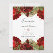 ブルガンディレッドと金ゴールドヴィンテージバラキンセアニェラ 招待状 (正面)