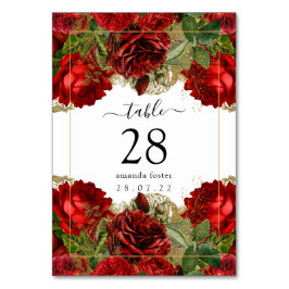 ブルガンディレッドと金ゴールドヴィンテージバラキンセアニラ テーブルナンバー