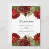 ブルガンディレッドと金ゴールドヴィンテージバラキンセアニラ 招待状 (正面)