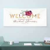 ブルガンディレッドと金ゴールド秋ブライダルシャワー 横断幕 (トレードショー)