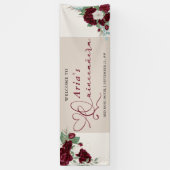 ブルガンディレッドアイボリーフローラバラキンセアニェラ歓迎 横断幕 (縦)