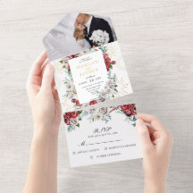 ブルガンディレッドアイボリーフローラ金ゴールドコーラル結婚ズ