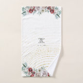 ブルガンディレッドアイボリーフローラ金ゴールドコーラル結婚ズ バスタオルセット (ハンドタオル)