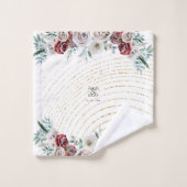 ブルガンディレッドアイボリーフローラ金ゴールドコーラル結婚ズ バスタオルセット (ウォッシュタオル)