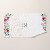 ブルガンディレッドアイボリーフローラ金ゴールドコーラル結婚ズ バスタオルセット (ハンドタオル)