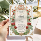 ブルガンディレッドアールヌーボーフローラ結婚式招待状 招待状