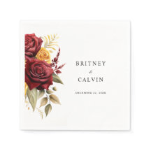 ブルガンディレッドイエローローズエレガントな結婚式