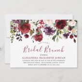 ブルガンディレッドウォーターカラーブライダルシャワーブランチ 招待状 (正面)