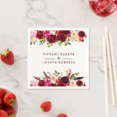 ブルガンディレッドガーデン結婚フローラ スタンダードカクテルナプキン (インサイチュ)