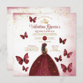 ブルガンディレッドキンセアニラ15アノスバタフライ金ゴールド 招待状 (正面/裏面)