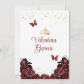 ブルガンディレッドキンセアニラ15アノスフラワーズ金ゴールド 招待状 (裏面)