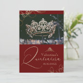 ブルガンディレッドキンセニェラサンキューカードテンプレート 招待状 (スタンド正面)