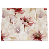 ブルガンディレッドクリームフローラブライダルシャワー ラージペーパーバッグ (正面)