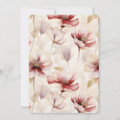 ブルガンディレッドクリームフローラブライダルシャワー 招待状 (裏面)