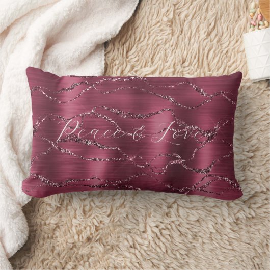 ブルガンディレッドグリジーグリッターストライプズ ランバークッション (ブランケット)