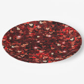 ブルガンディレッドグリッターハートハグ ペーパープレート (アングル)