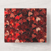 ブルガンディレッドグリッターハート オールインワン招待状 (裏面)