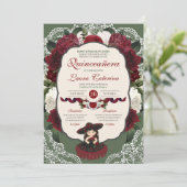 ブルガンディレッドグリーンフローラバラシャルロキンセアニェラ 招待状 (スタンド正面)