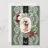 ブルガンディレッドグリーンフローラバラシャルロキンセアニェラ 招待状 (裏面)