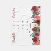 ブルガンディレッドコーラルフローラバラツインマイルストンベビー フリースブランケット (正面)