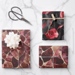 ブルガンディレッドシック抽象芸術ブライダルシャワー ラッピングペーパーシート<br><div class="desc">ブルガンディレッドシック抽象芸術ブライダルシャワー</div>