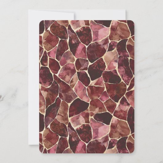 ブルガンディレッドシック抽象芸術ブライダルシャワー 招待状 (裏面)