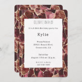 ブルガンディレッドシック抽象芸術誕生日 招待状 (正面/裏面)