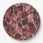ブルガンディレッドシック抽象芸術 ペーパープレート (正面)