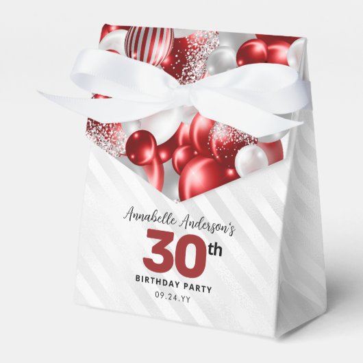 ブルガンディレッドシルバーバルーングリッター誕生日 フェイバーボックス (正面サイド)