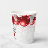 ブルガンディレッドシルバーバルーングリッター誕生日 紙コップ (裏面)