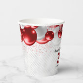 ブルガンディレッドシルバーバルーングリッター誕生日 紙コップ (正面)