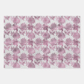 ブルガンディレッドシルバーフローラスパークルブライダルシャワー ラッピングペーパーシート (正面)