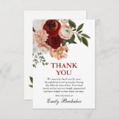 ブルガンディレッドダスティテラコッタフローラ葬儀 サンキューカード (正面/裏面)