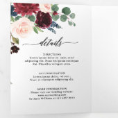 ブルガンディレッドネイビートリフォールド結婚式招待状 三つ折り案内状 (内部最初)