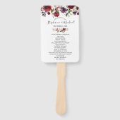 ブルガンディレッドネイビーフローラ素朴結婚式 プログラム ハンドファン (正面)