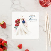 ブルガンディレッドネイビーブルーフラワーズドレスブライダルシャワー スタンダードカクテルナプキン (インサイチュ)